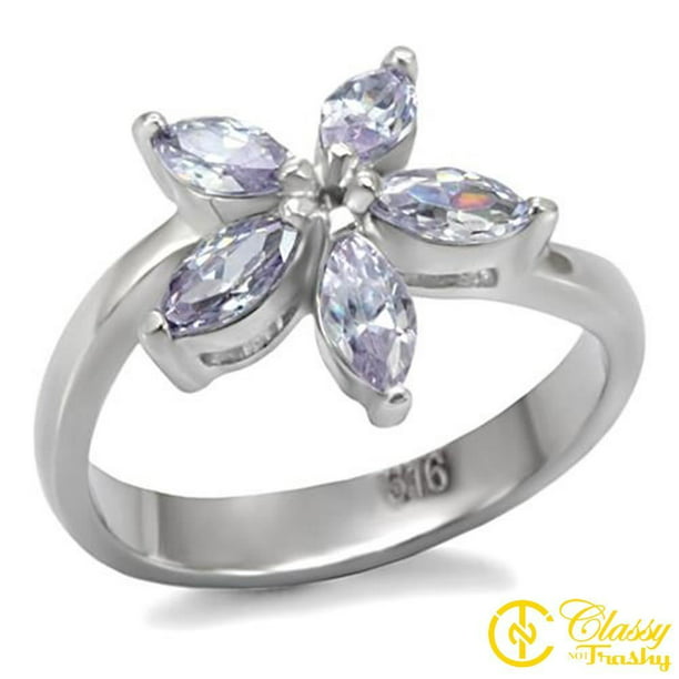 Premium Grade Brass Purple Cubic Zirconia CZ by Classy Not Trashy Women's Fashion Jewelry Ring 
